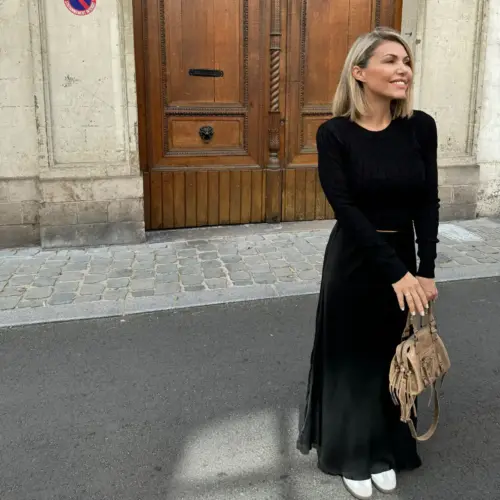 Jupe satinée Olivia noir