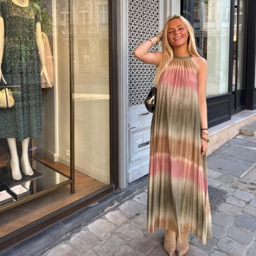 ROBE ORNE ROSE/VERT