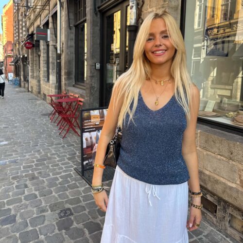 TOP PAILLETTES BLEU JEAN
