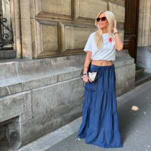 JUPE BOHEME BLEU MARINE