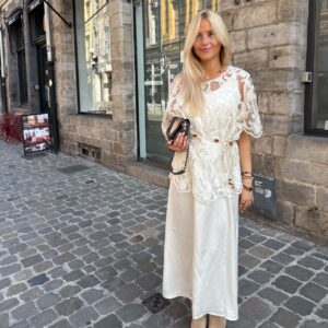 ROBE PERLE BLANC CASSE