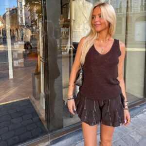 TOP PAILLETTES MARRON